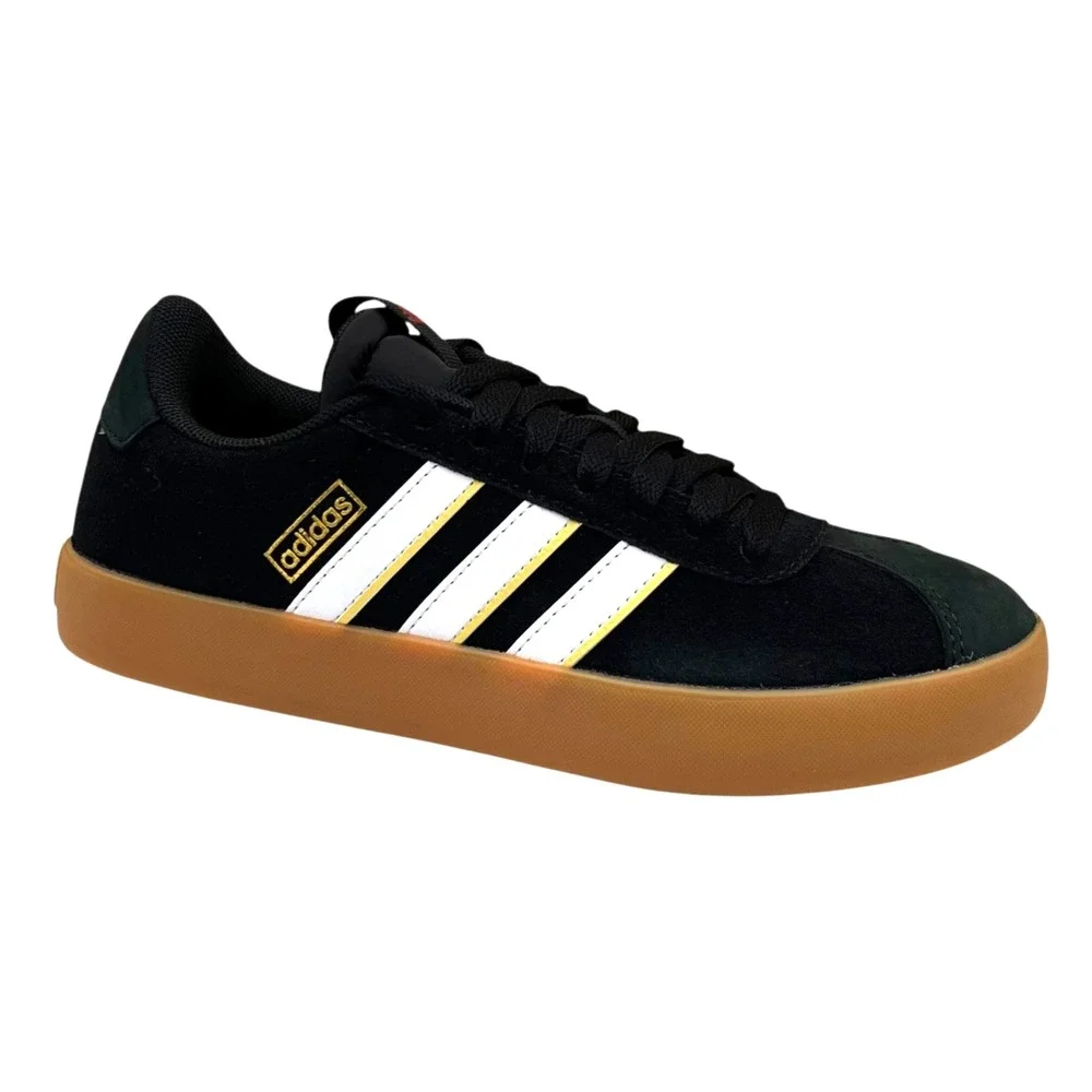 Adidas Men's Big Boys VL Court 3.0 Suede Sneakers Size 4 Black Classic Style